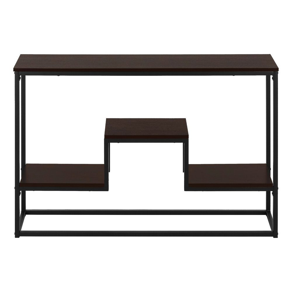 48" Brown and Black Frame Console Table With Shelves HomeRoots