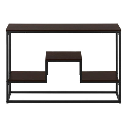 48" Brown and Black Frame Console Table With Shelves HomeRoots