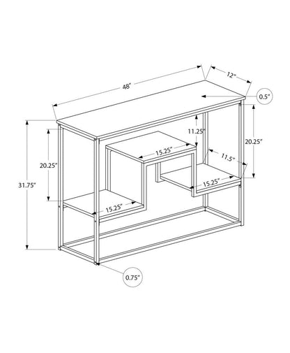 48" Brown and Black Frame Console Table With Shelves HomeRoots