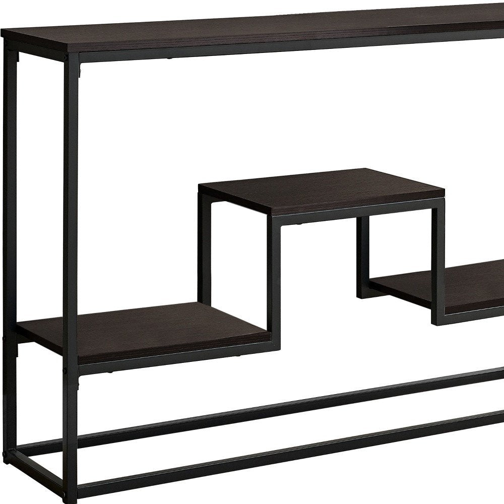 48" Brown and Black Frame Console Table With Shelves HomeRoots