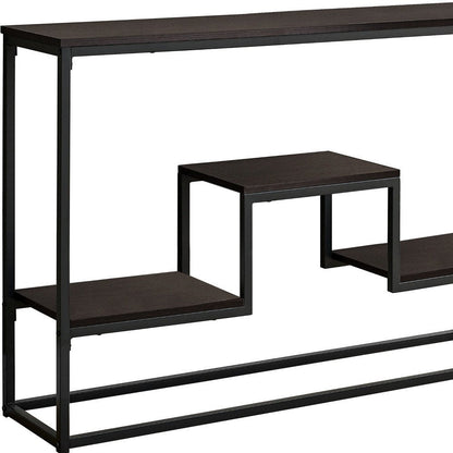 48" Brown and Black Frame Console Table With Shelves HomeRoots