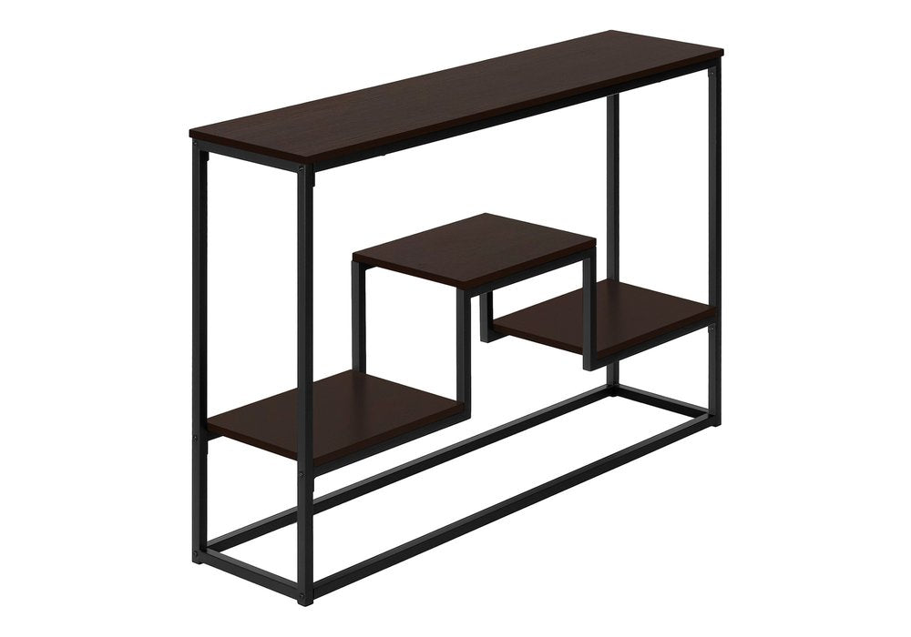 48" Brown and Black Frame Console Table With Shelves HomeRoots