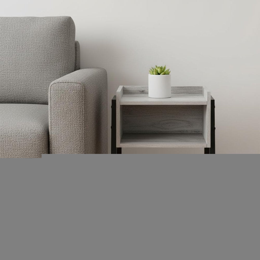 23" Rectangular Grey And Black Metal Accent Table HomeRoots