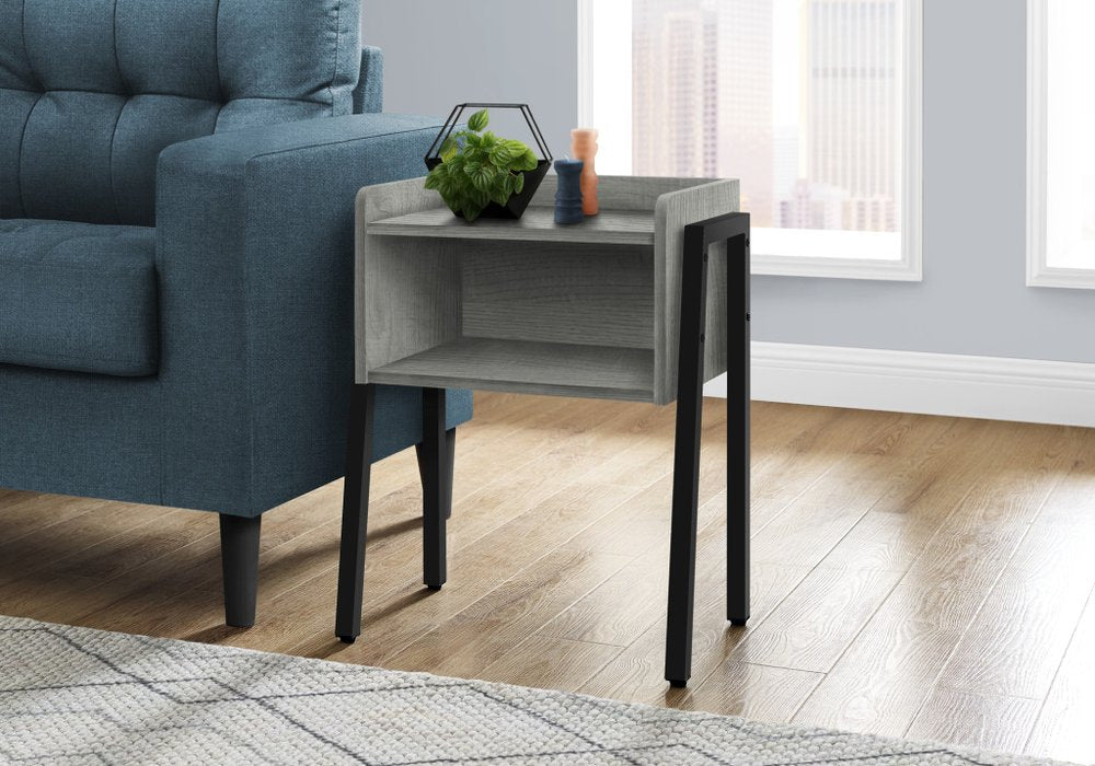 23" Rectangular Grey And Black Metal Accent Table HomeRoots