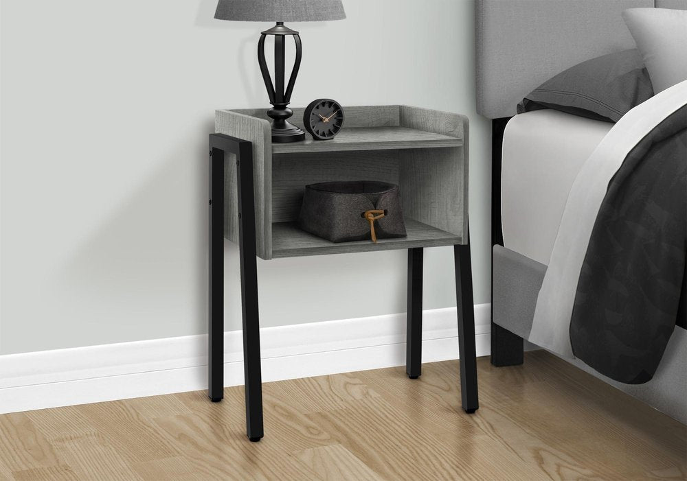 23" Rectangular Grey And Black Metal Accent Table HomeRoots