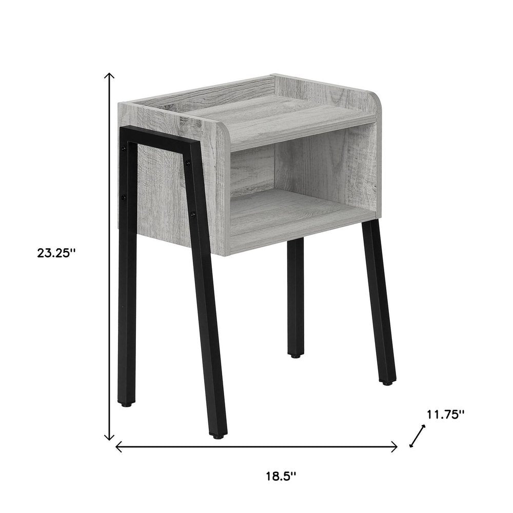 23" Rectangular Grey And Black Metal Accent Table HomeRoots