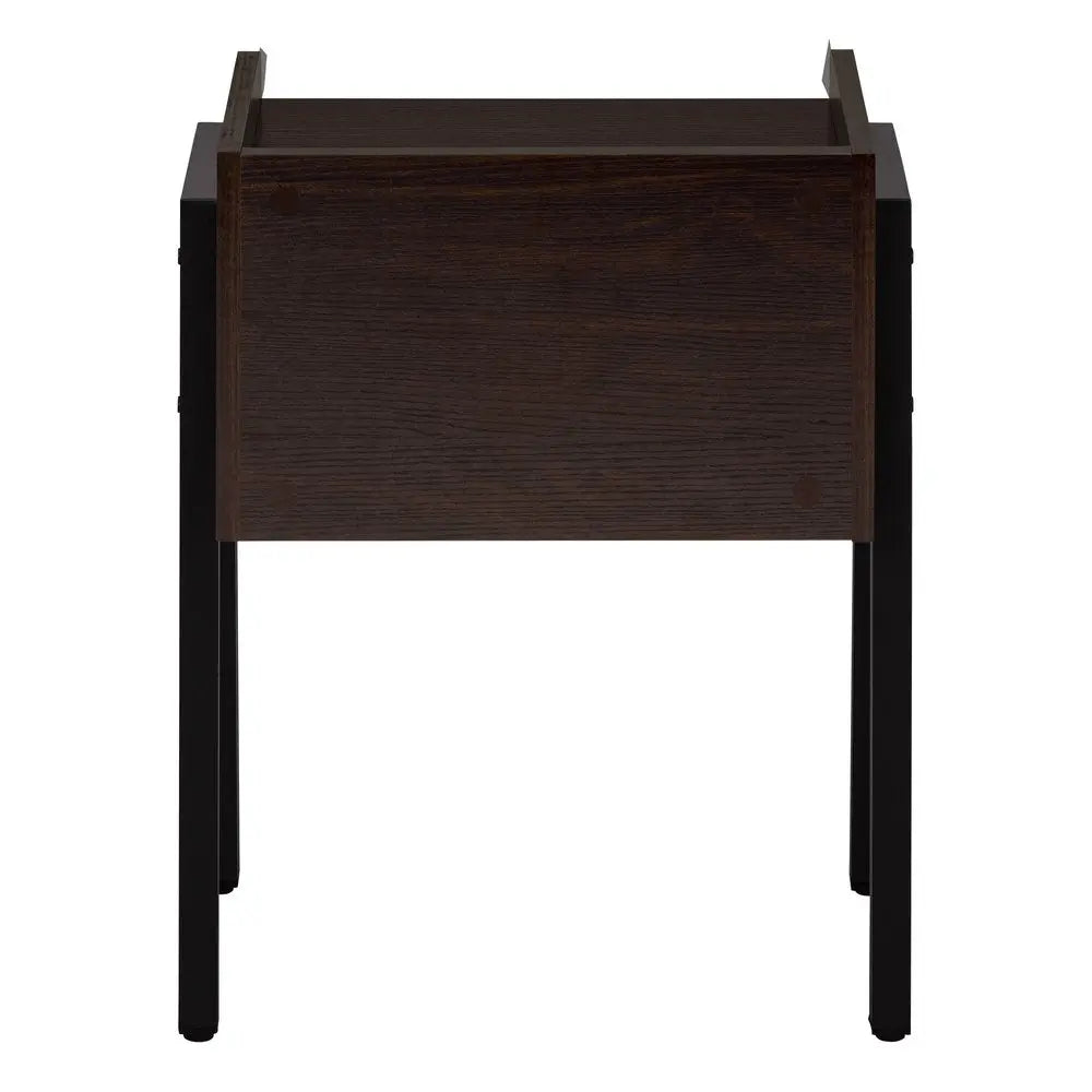 23" Rectangular Espresso Accent Table With Black Metal Legs HomeRoots