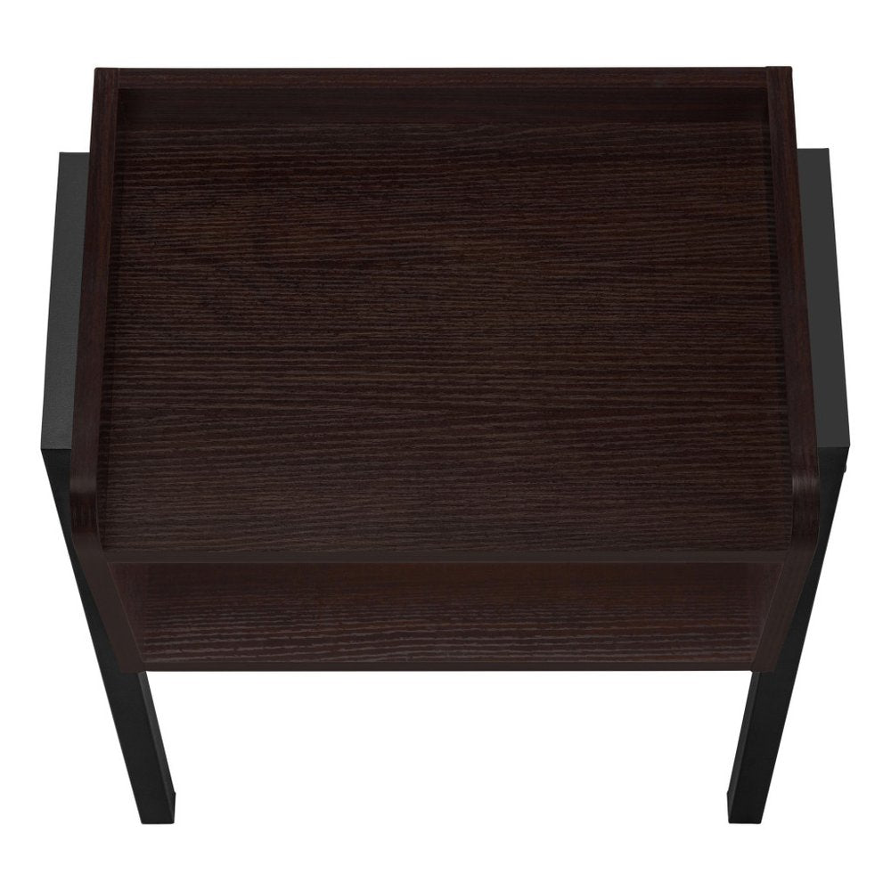 23" Rectangular Espresso Accent Table With Black Metal Legs HomeRoots