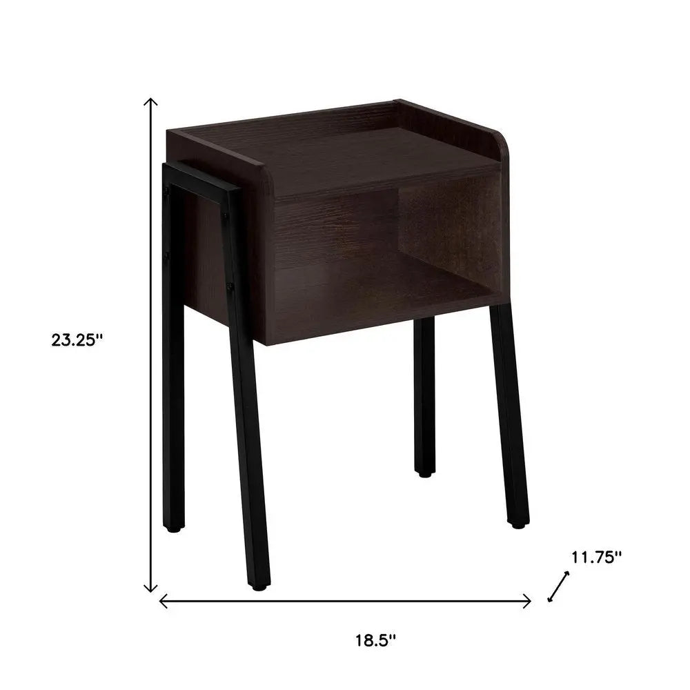 23" Rectangular Espresso Accent Table With Black Metal Legs HomeRoots
