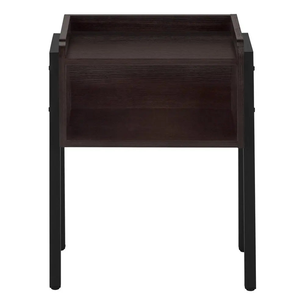23" Rectangular Espresso Accent Table With Black Metal Legs HomeRoots