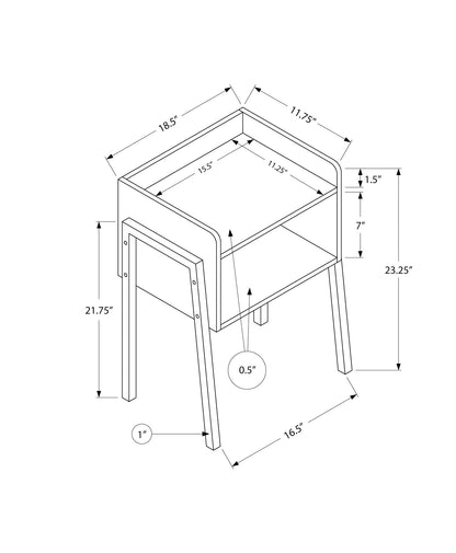 23" Rectangular Espresso Accent Table With Black Metal Legs