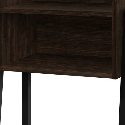 23" Espresso Wood And Iron End Table With Shelf