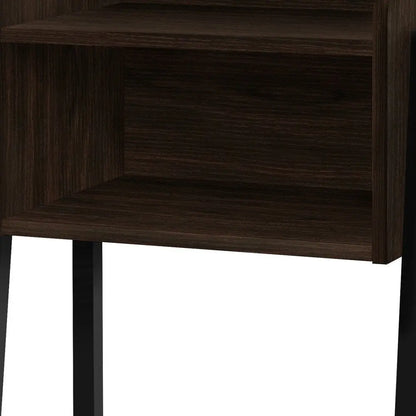 23" Rectangular Espresso Accent Table With Black Metal Legs HomeRoots