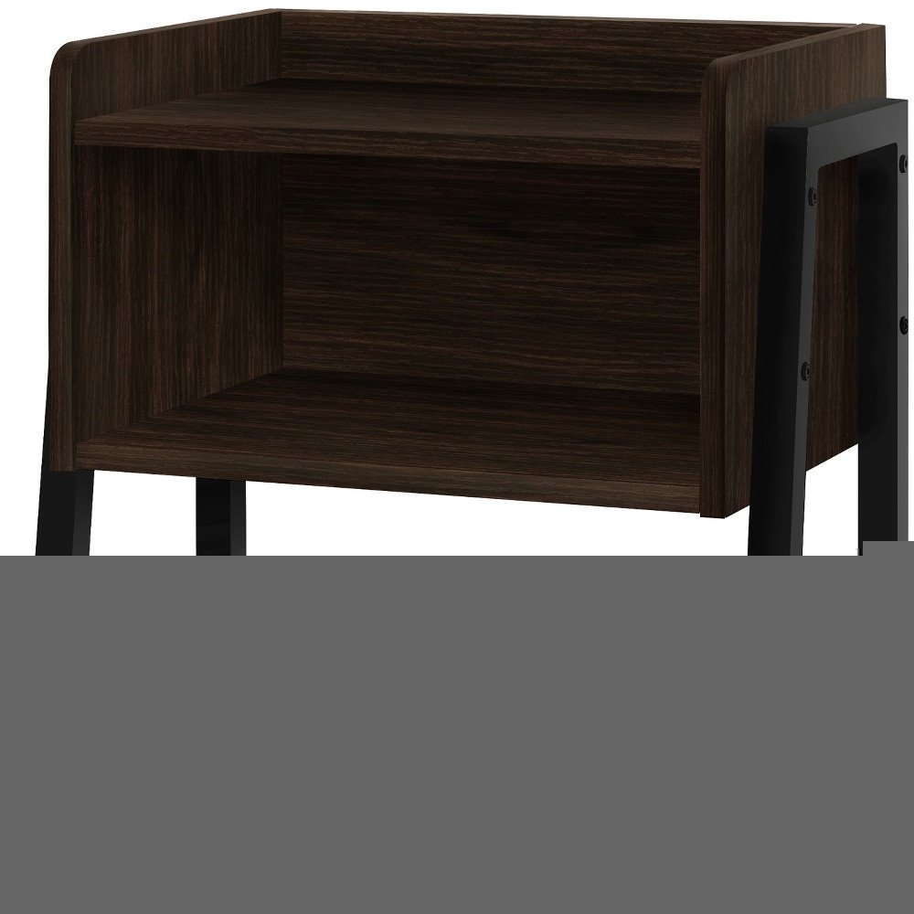 23" Rectangular Espresso Accent Table With Black Metal Legs HomeRoots