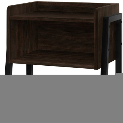 23" Rectangular Espresso Accent Table With Black Metal Legs HomeRoots
