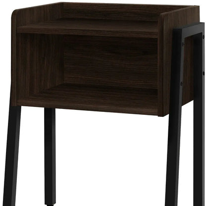23" Rectangular Espresso Accent Table With Black Metal Legs HomeRoots