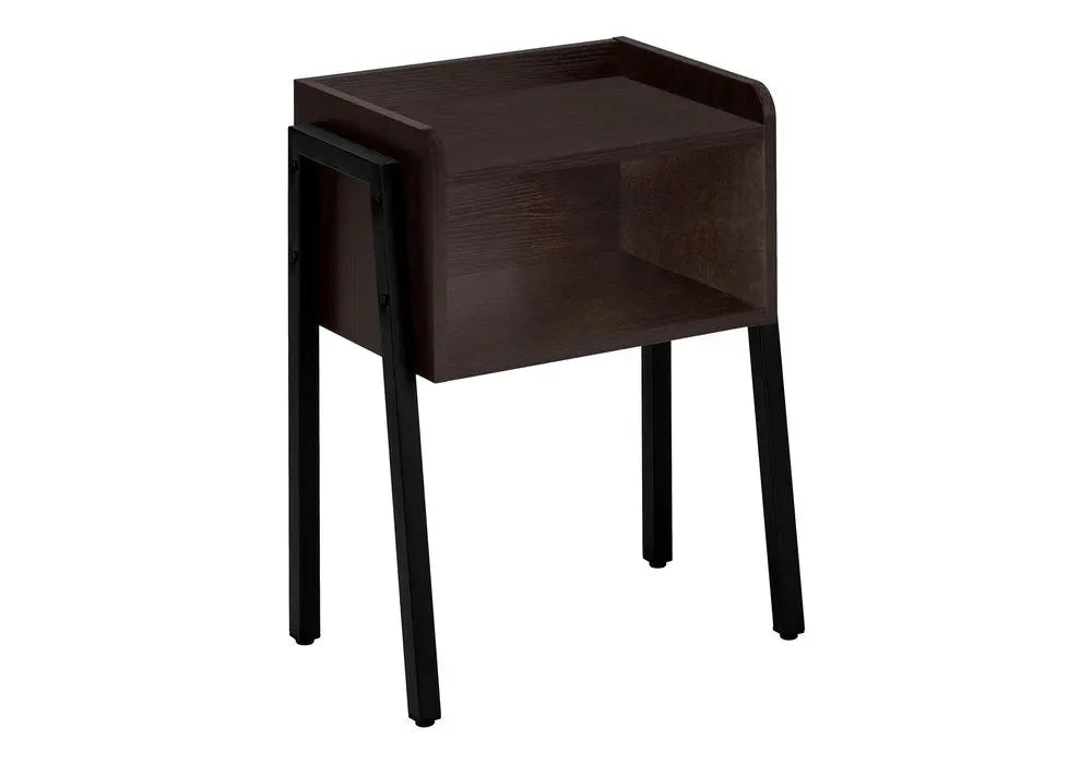 23" Rectangular Espresso Accent Table With Black Metal Legs HomeRoots