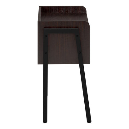 23" Rectangular Espresso Accent Table With Black Metal Legs HomeRoots