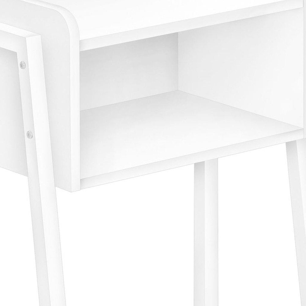23" Rectangular White Accent Table With White Metal Legs HomeRoots