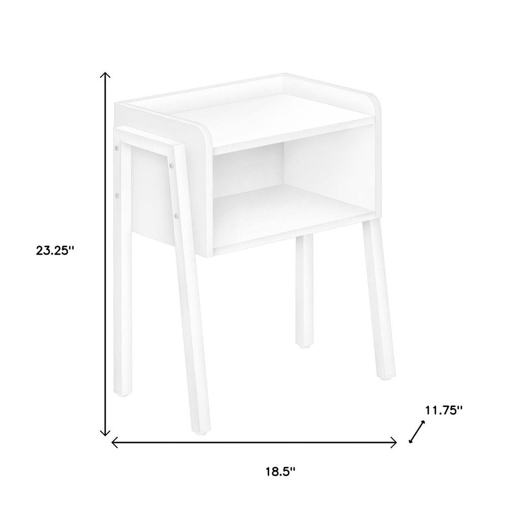 23" Rectangular White Accent Table With White Metal Legs HomeRoots