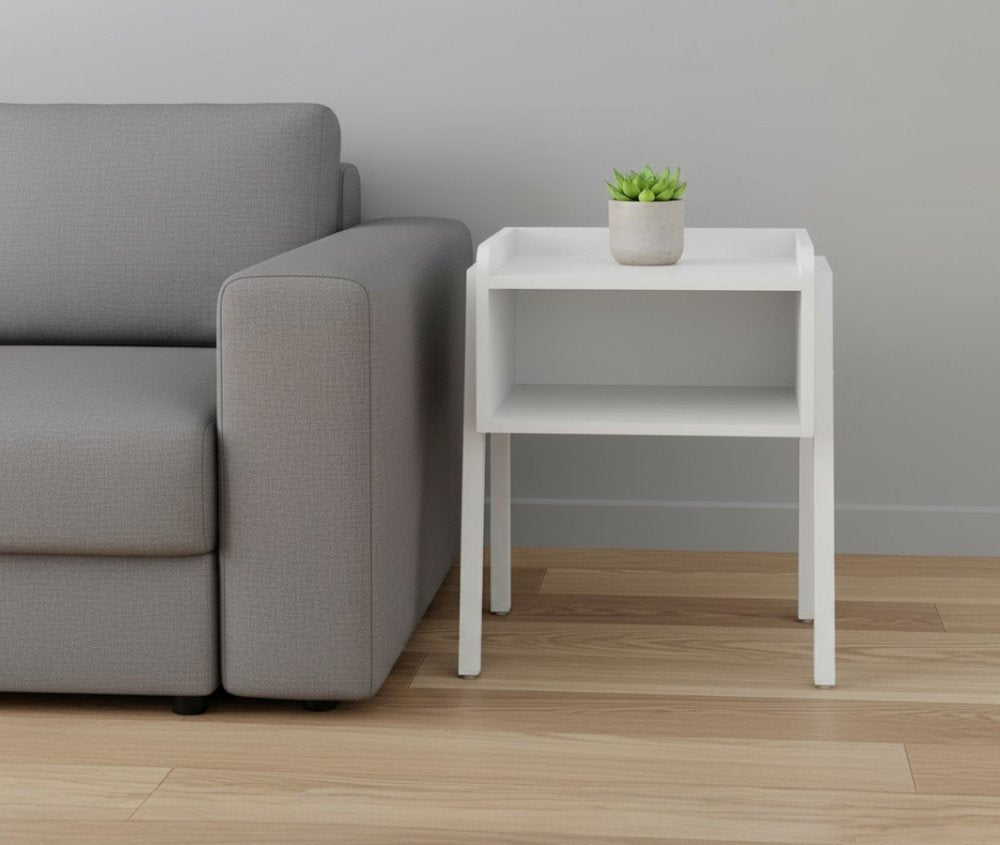 23" Rectangular White Accent Table With White Metal Legs HomeRoots