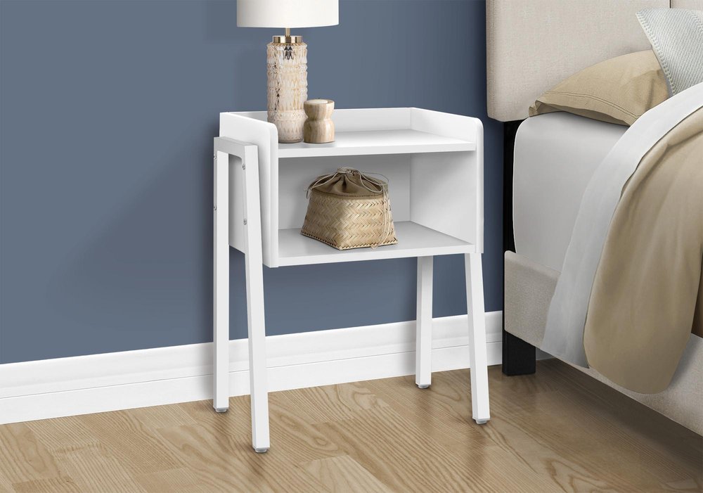 23" Rectangular White Accent Table With White Metal Legs HomeRoots