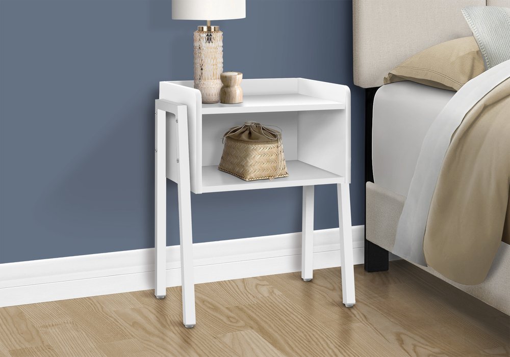 23" Rectangular White Accent Table With White Metal Legs HomeRoots