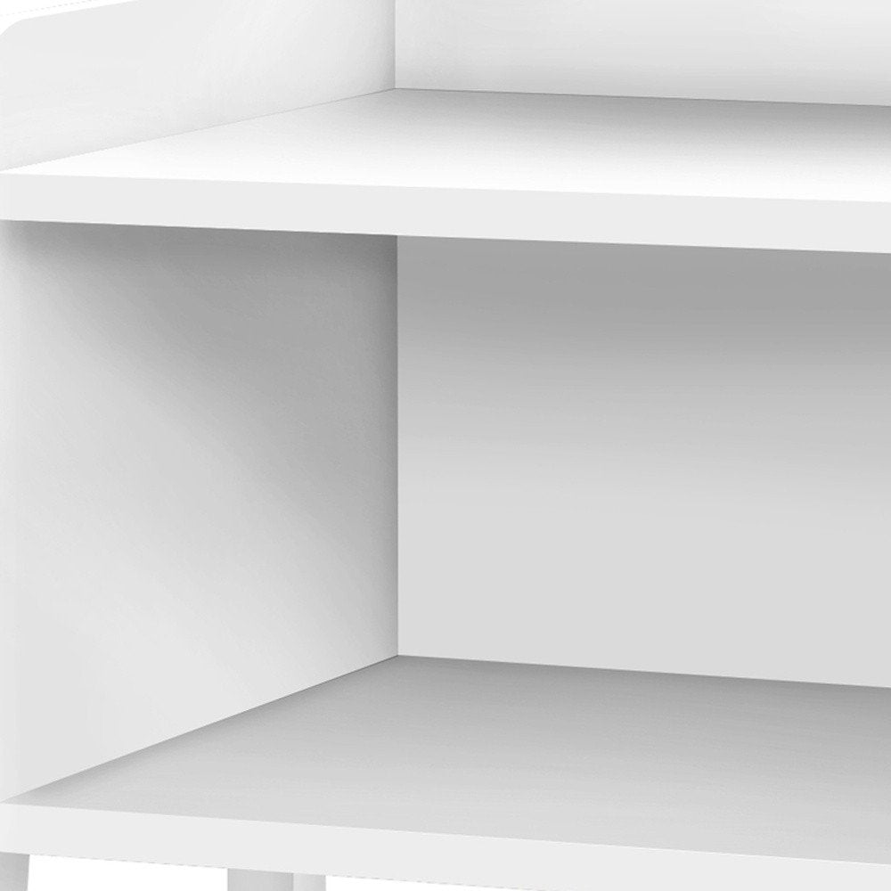 23" Rectangular White Accent Table With White Metal Legs HomeRoots