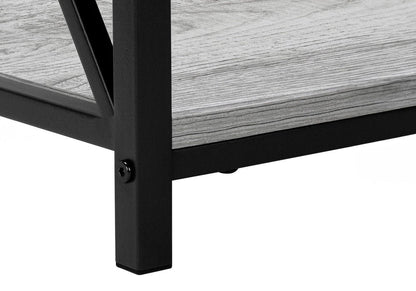 26" Gray And Black Wood And Iron End Table With Two Shelves