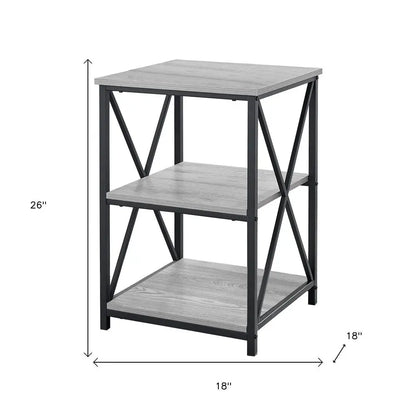 26" Rectangular Grey Black Metal Accent Table HomeRoots