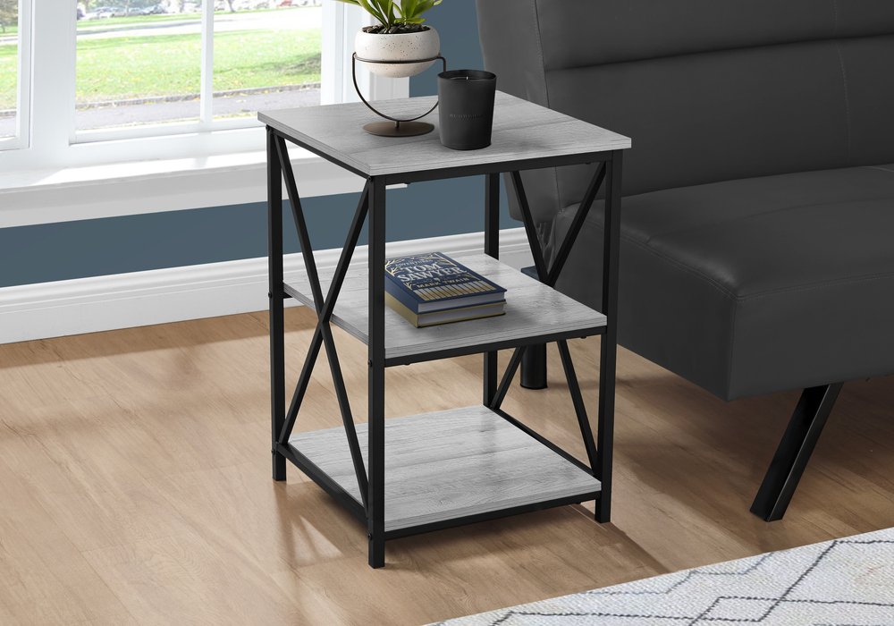 26" Rectangular Grey Black Metal Accent Table HomeRoots