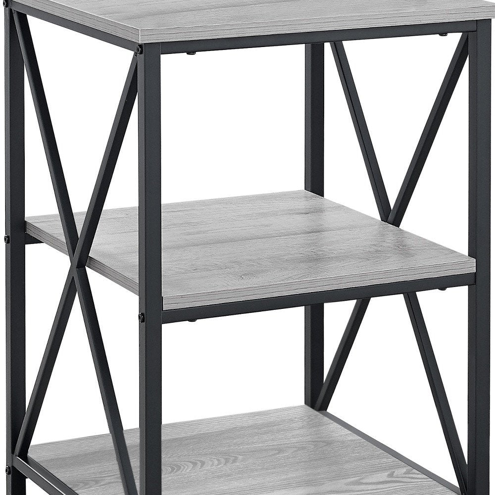 26" Rectangular Grey Black Metal Accent Table HomeRoots