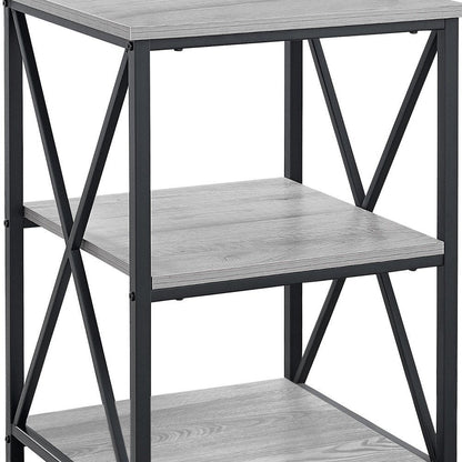26" Rectangular Grey Black Metal Accent Table HomeRoots