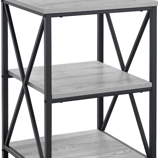 26" Rectangular Grey Black Metal Accent Table HomeRoots