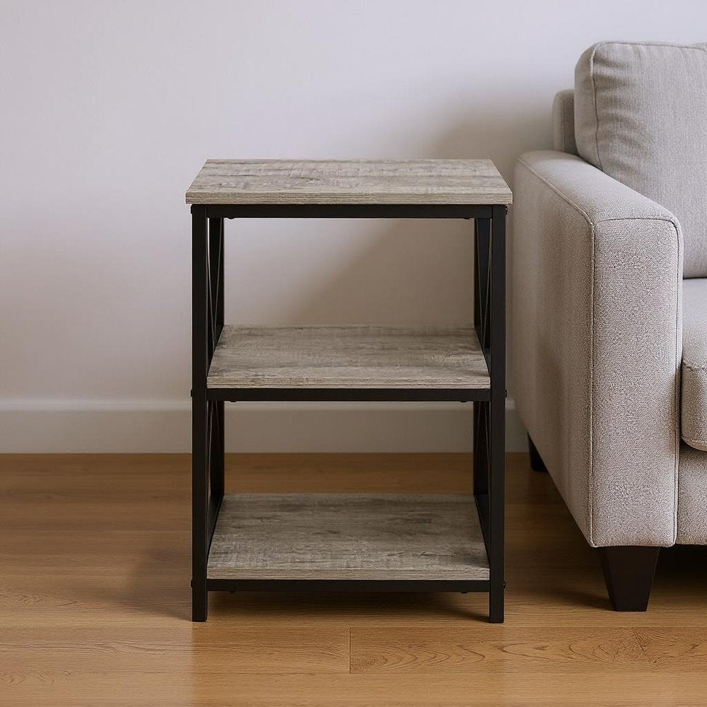 26" Rectangular Grey Black Metal Accent Table HomeRoots