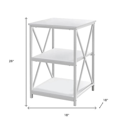 26" Rectangular White White Metal Accent Table HomeRoots