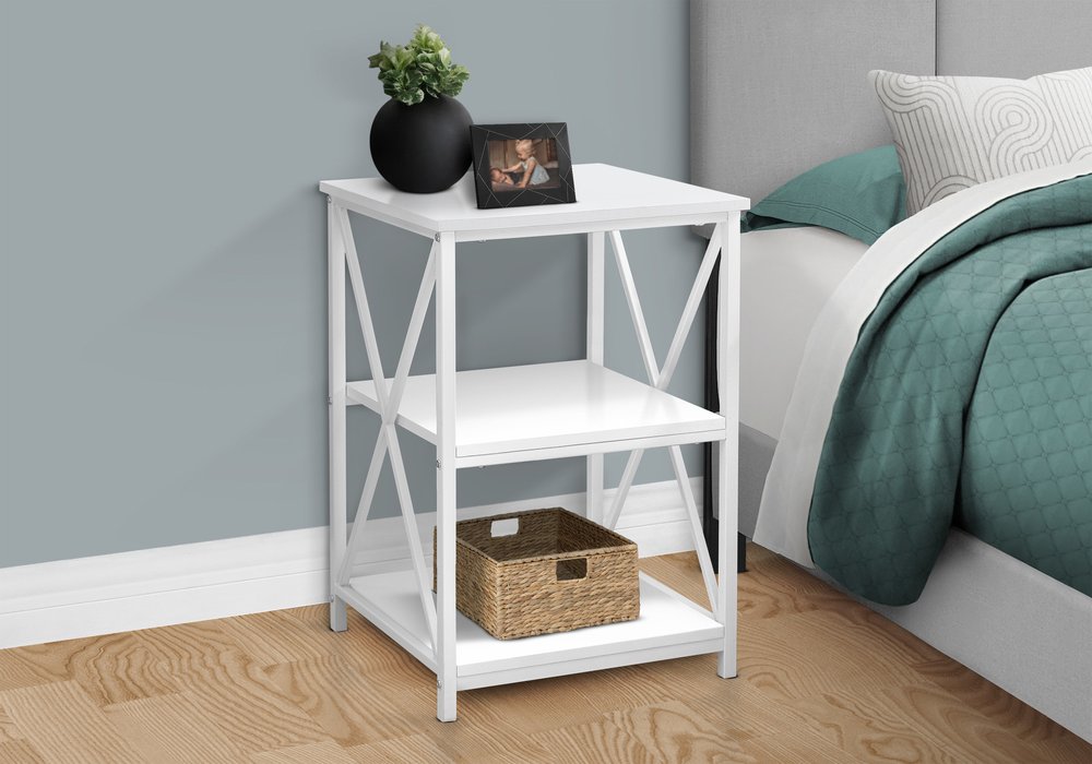 26" Rectangular White White Metal Accent Table HomeRoots