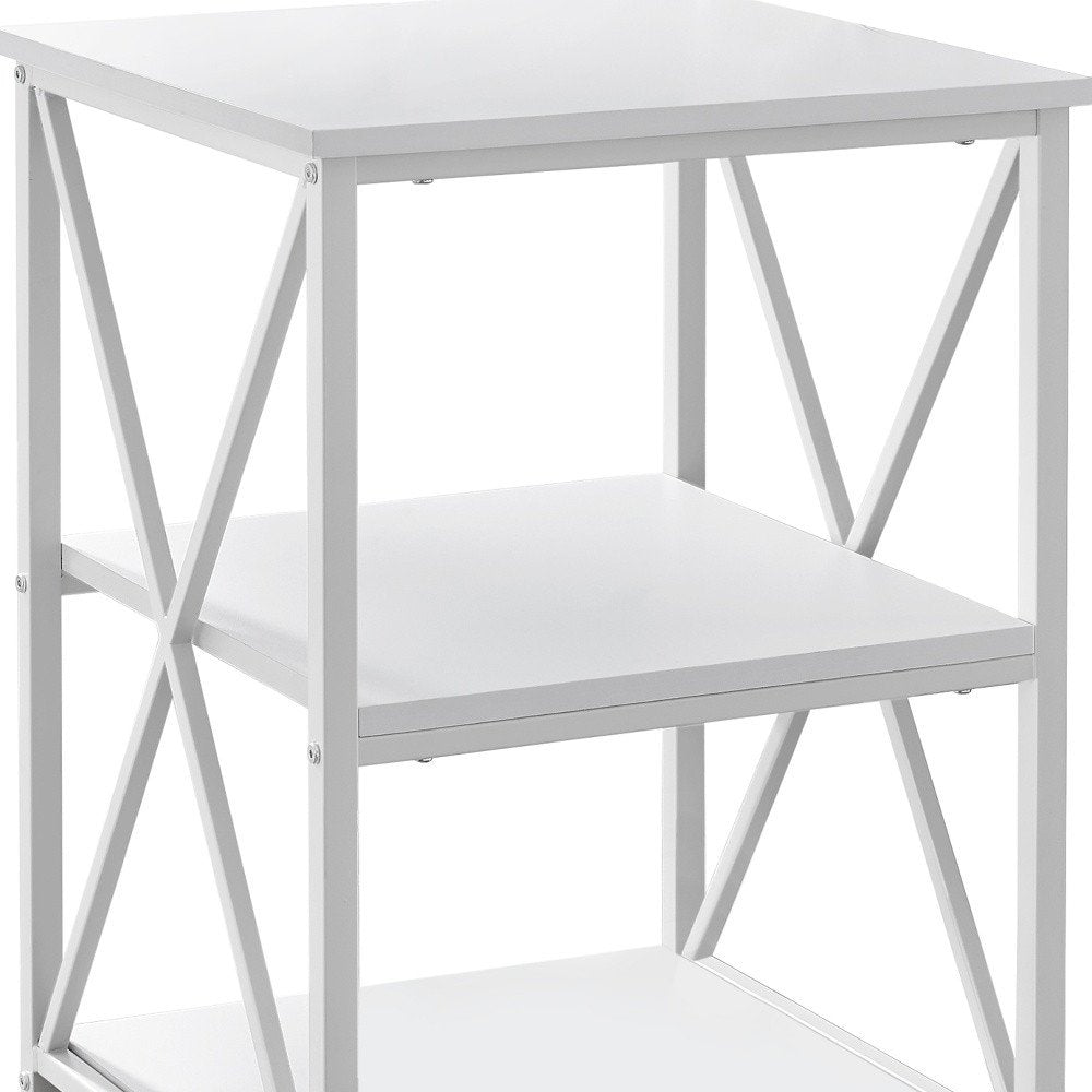 26" Rectangular White White Metal Accent Table HomeRoots