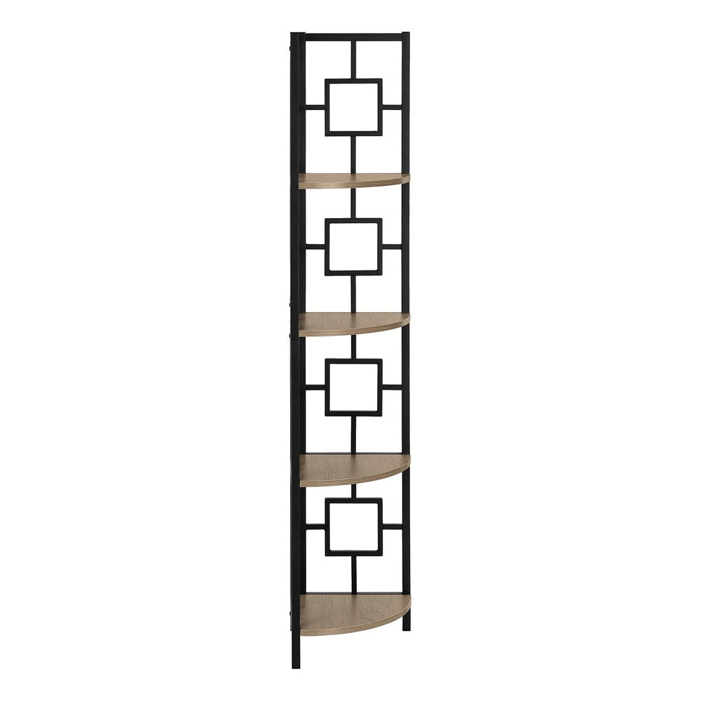 62" Dark Taupe Metal Corner Bookcase HomeRoots