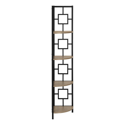 62" Dark Taupe Metal Corner Bookcase HomeRoots