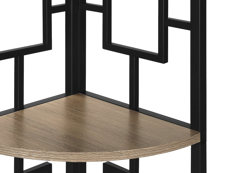 62" Dark Taupe Metal Corner Bookcase HomeRoots