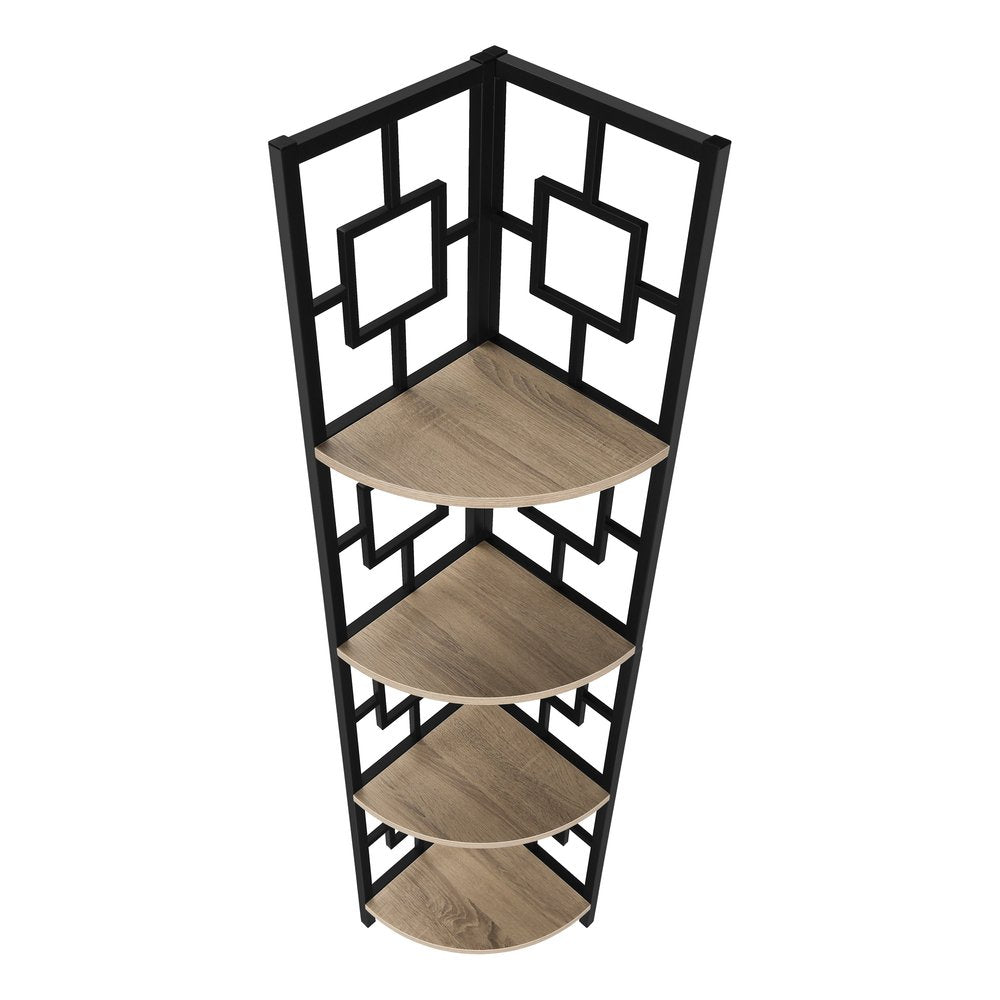 62" Dark Taupe Metal Corner Bookcase HomeRoots