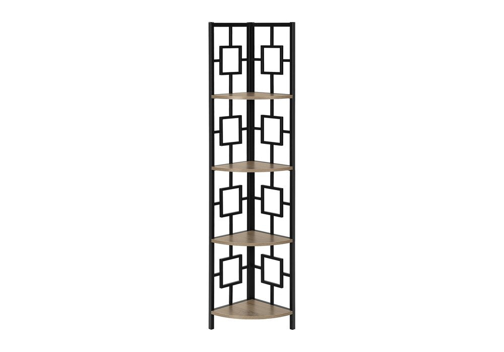 62" Dark Taupe Metal Corner Bookcase HomeRoots