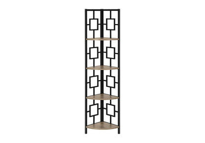 62" Dark Taupe Metal Corner Bookcase HomeRoots