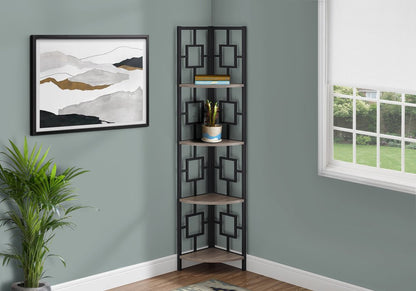 62" Dark Taupe Metal Corner Bookcase HomeRoots