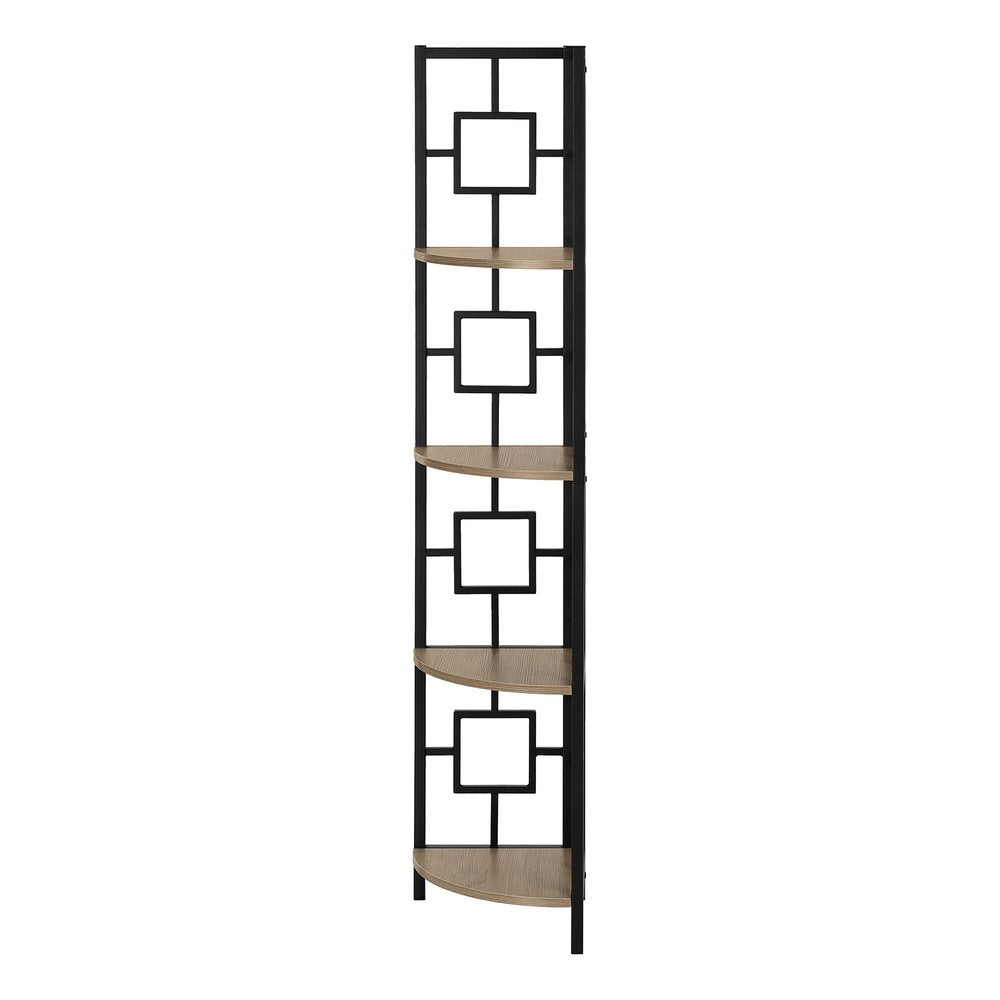 62" Dark Taupe Metal Corner Bookcase HomeRoots