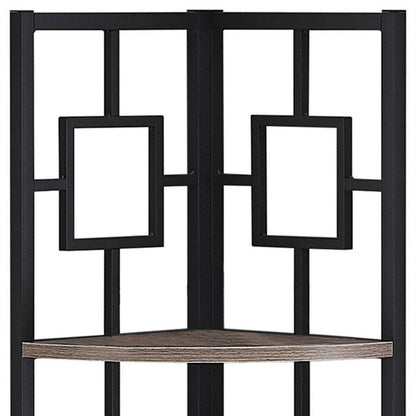 62" Dark Taupe Metal Corner Bookcase HomeRoots