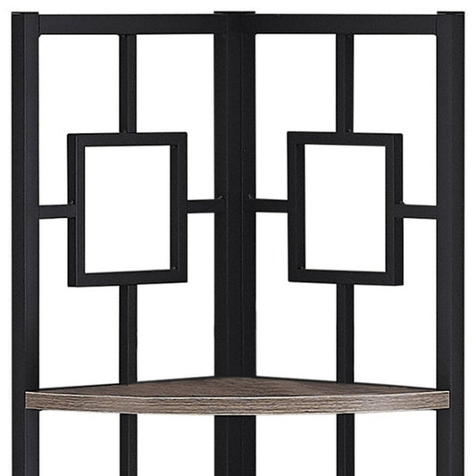 62" Dark Taupe Metal Corner Bookcase HomeRoots