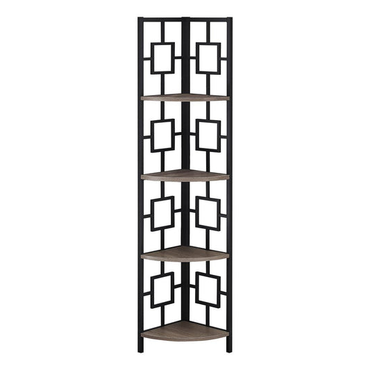 62" Dark Taupe Metal Corner Bookcase HomeRoots