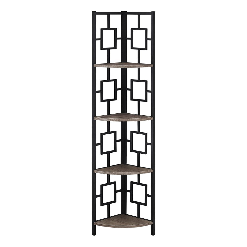 62" Dark Taupe Metal Corner Bookcase HomeRoots